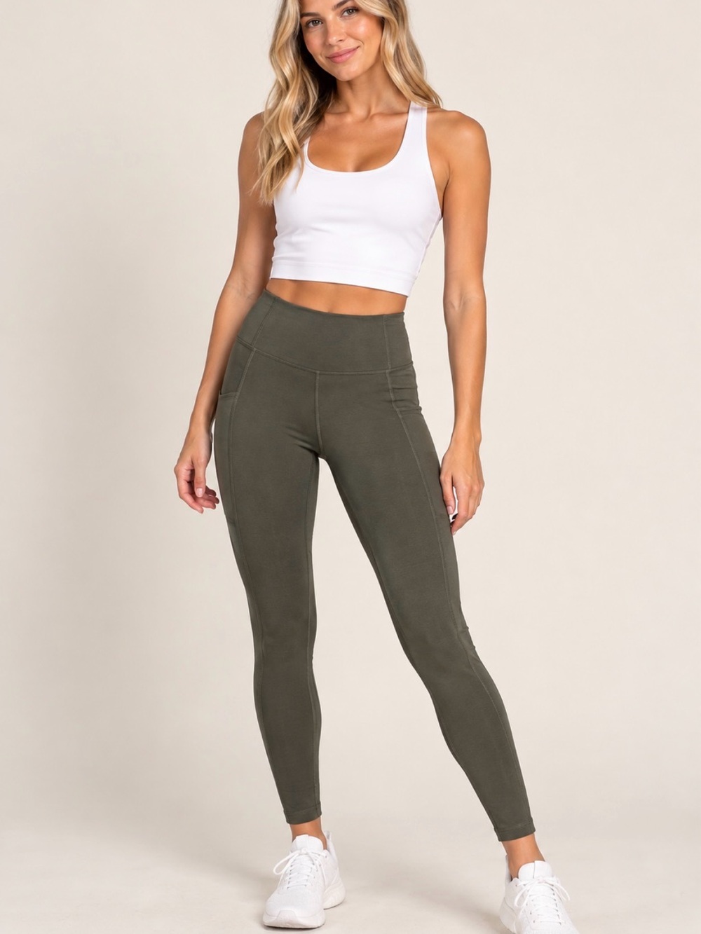 PACT Organic Cotton Leggings Olive Green Size Large
